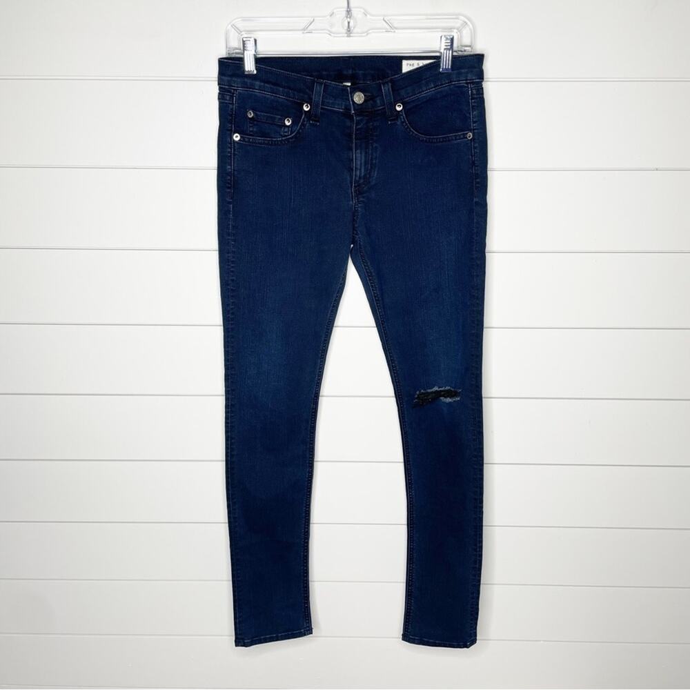 Rag & Bone Terra Blues Distressed Skinny Jeans Dark Wash Size 28 - Picture 2 of 12
